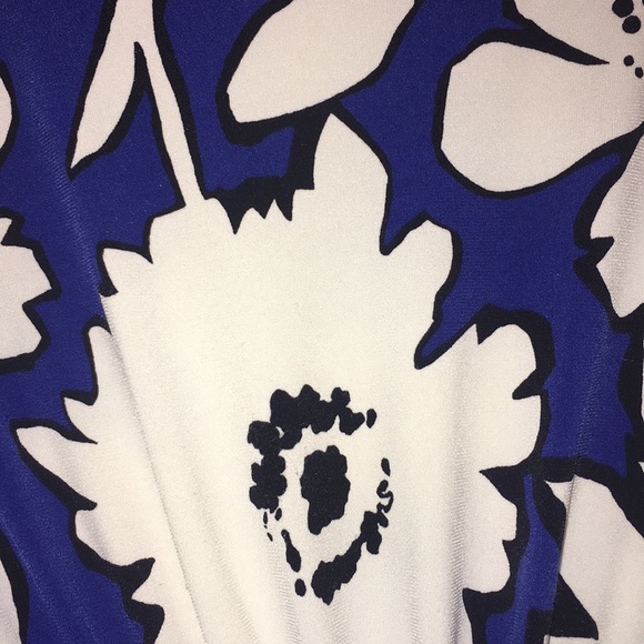 NY&CO dress floral 3/4 sleeve tie belt blue aline XS - Picture 14 of 14